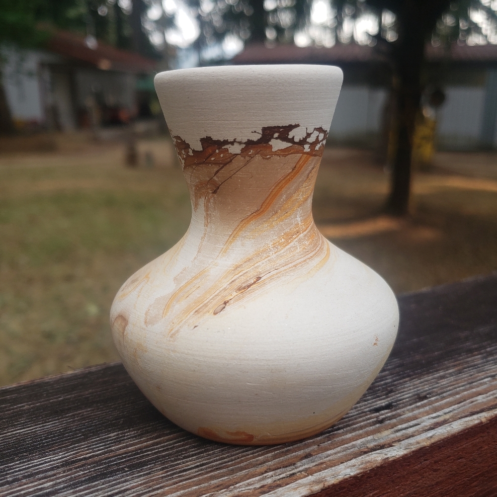 Mini Nemadji Pottery - Painted Swirl Vase - MINI